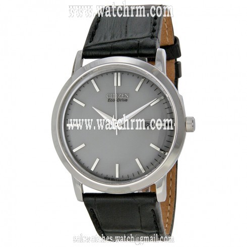 Citizen Eco-Drive Silver Dial Stainless Steel Black Leather Men's Watch BM7190-05A