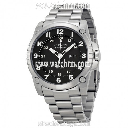 Citizen Eco Drive STX43 Black Dial Titanium Men's Watch BJ8070-51E