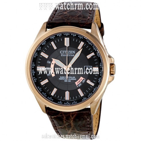 Citizen Eco-drive Black Dial Brown Leather Men Watch CB0013-12E