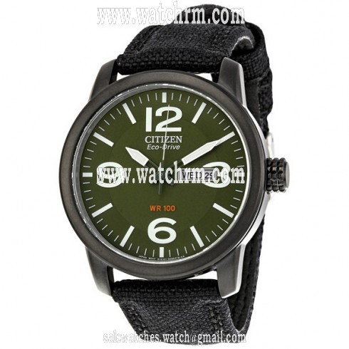 Citizen Eco-Drive Military Black-plated Steel Canvas Strap Men's Watch BM8475-00X