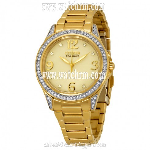 Citizen Eco-Drive POV Champagne Dial Gold-tone Ladies Watch EM0232-54P