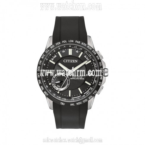 Citizen Eco-Drive Satellite Black Dial Rubber Strap Men's Watch CC3005-00E