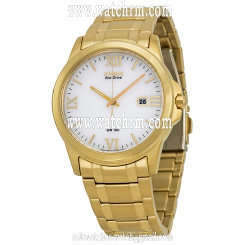 Citizen Eco-drive White Dial Gold-tone Steel Men's Watch BM7262-57A