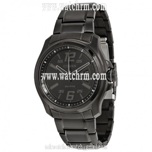 Citizen HTM Eco-Drive Black Dial Black Stainless Steel Quartz Men's Watch AW1354-82E