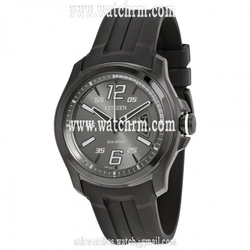 Citizen HTM Eco-Drive Charcoal Grey Dial Black polyurethane Quartz Men's Watch AW1354-15H