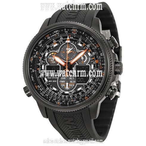 Citizen Navihawk A-T Eco Drive Black Dial Black Rubber Men's Watch JY8035-04E