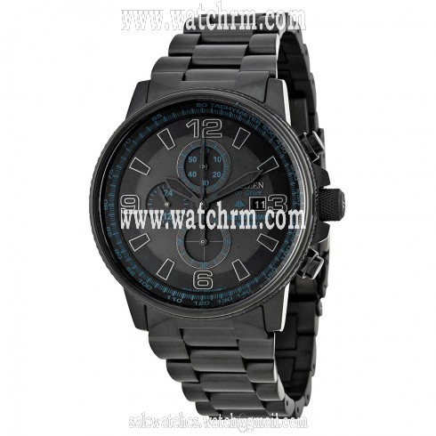 Citizen NightHawk EcoDrive Chronograph Black Dial Black Ion-plated Men's Watch CA0295-58E