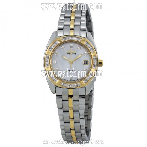 Citizen Paladion Mother of Pearl Dial  Brushed two Tone Stainless Steel Ladies Watch EW1594-55D