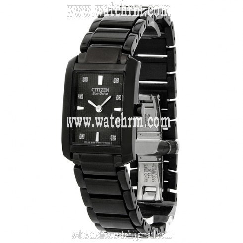 Citizen Palidoro Diamond Black Dial Black IP Stainless Steel Ladies Watch EX1077-51E