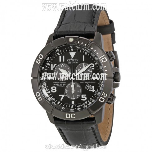 Citizen Perpetual Calendar Chronograph Black Dial Black Leather Men's Watch BL5259-08E