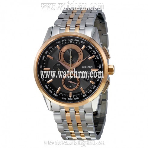Citizen Perpetual Calender Black Dial Two-Tone Stainless Steel Men's Watch AT8116-57E