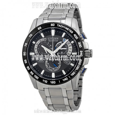 Citizen Perpetual Chrono A-T Eco-Drive Black Dial Titanium Men's Chronograph Watch AT4010-50E