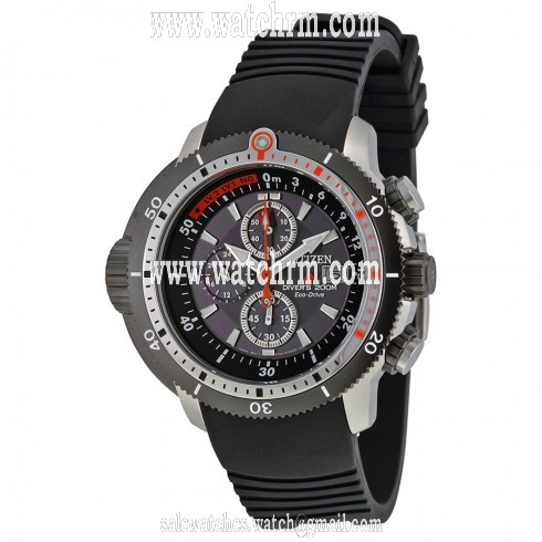 Citizen Promaster Depth Meter Chrono Black Dial Black Polyurethane Men's Watch BJ2128-05E