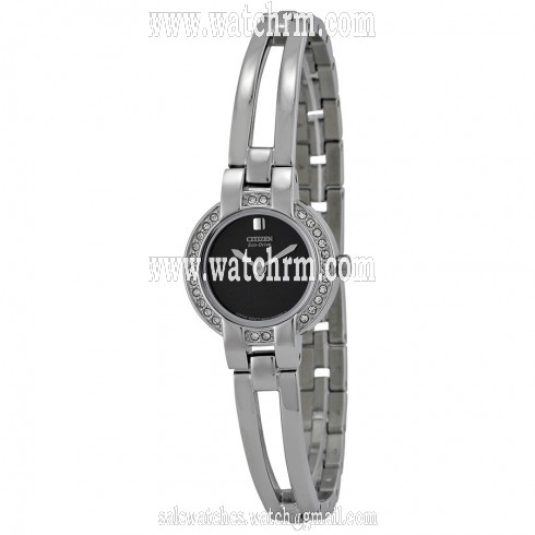 Citizen Silhouette Eco-Drive Black Dial Stainless Steel Bangle Ladies Watch EW9990-54E