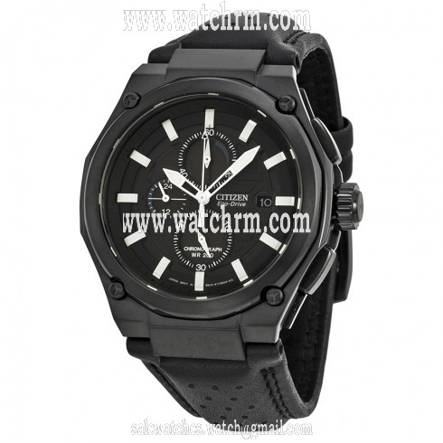 Citizen Sport Eco-drive Chronograph Black Dial Black IP Steel Men's Watch CA0315-01E