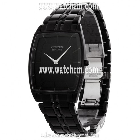 Citizen Stiletto Eco-Drive Black Dial Black IP Stainless Steel Men's Watch AR3025-50E