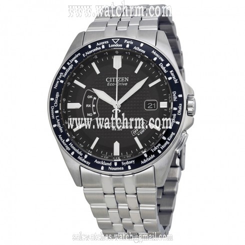 Citizen World Perpetual AT Eco-Drive Black Dial Stainless Steel Men's Watch CB0020-50E