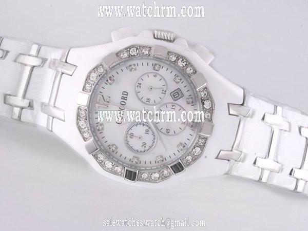 Concord Saratoga 14.H1.1881 S Womens White Ceramic Strap Watch
