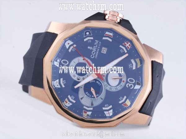 Corum Admirals Cup 277.933.06/0373 Black Rubber Strap Blue Dial Watch