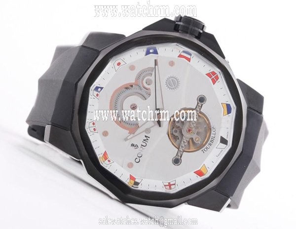Corum Admirals Cup 372.931.55/0F01 0000 White Dial PVD Case Round Watch