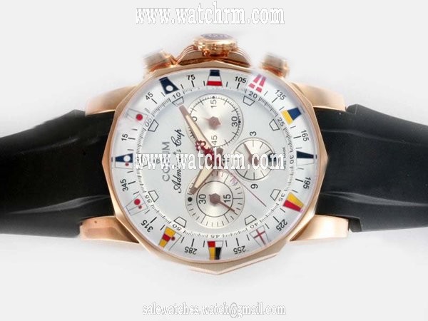 Corum Admirals Cup 753.691.20/F371 AA92 White Dial Automatic Rose Gold Bezel Watch