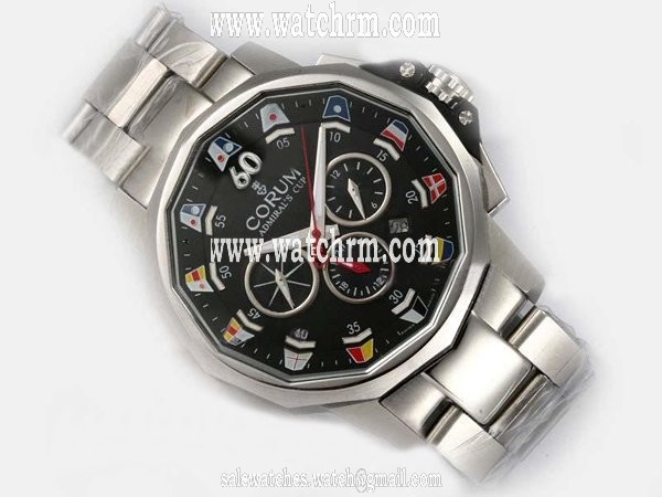 Corum Admirals Cup 753.691.20/V701 AN92 Black Dial Stainless Steel Case Round Watch
