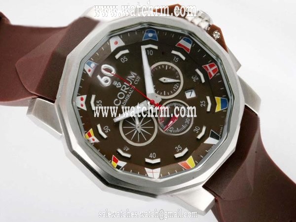 Corum Admirals Cup 753.692.55/0002 AG12 Brown Rubber Strap 44mm Watch