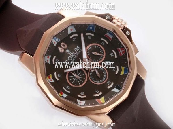 Corum Admirals Cup 753.692.55/0002 AG12 Quartz Chronograph Round Brown Dial Watch