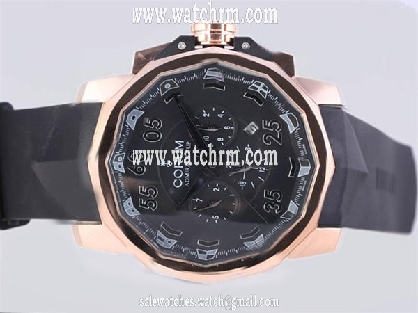 Corum Admirals Cup 753.934.95/0371 AN92 Round Stainless Steel Case Black Dial Watch
