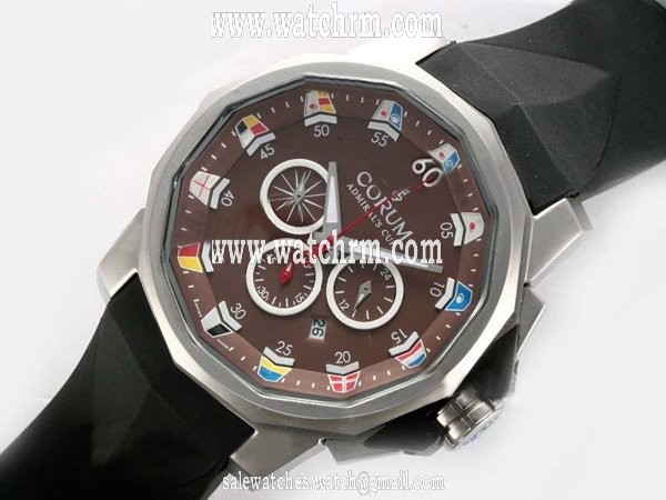 Corum Admirals Cup 753.936.55/0081 AN32 Brown Dial Round Quartz Chronograph Watch
