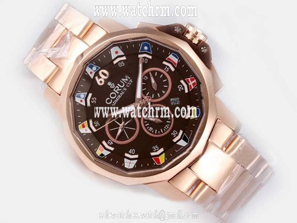 Corum Admirals Cup 753.936.55/0081 AN32 Round Rose Gold Case Mens Watch