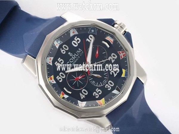 Corum Admirals Cup 947.931.04/0371 AN12 Black Dial Blue Rubber Strap 44mm Watch
