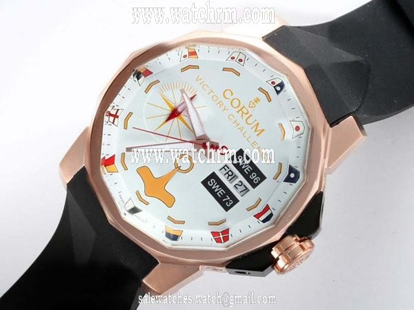 Corum Admirals Cup 947.933.04 48mm White Dial Rose Gold Case Watch
