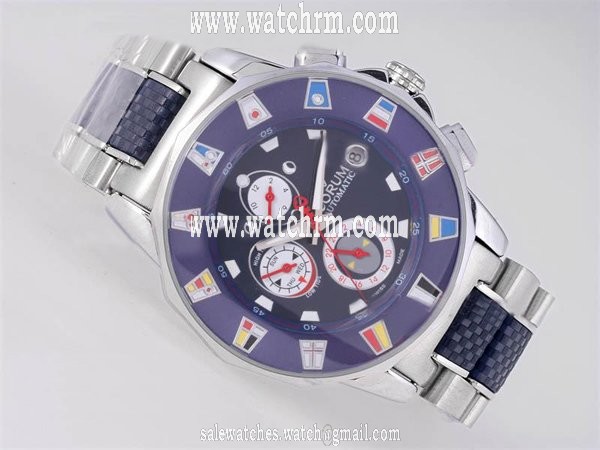 Corum Admirals Cup 977.633.55 Silver Rubber Strap 42mm Womens Watch