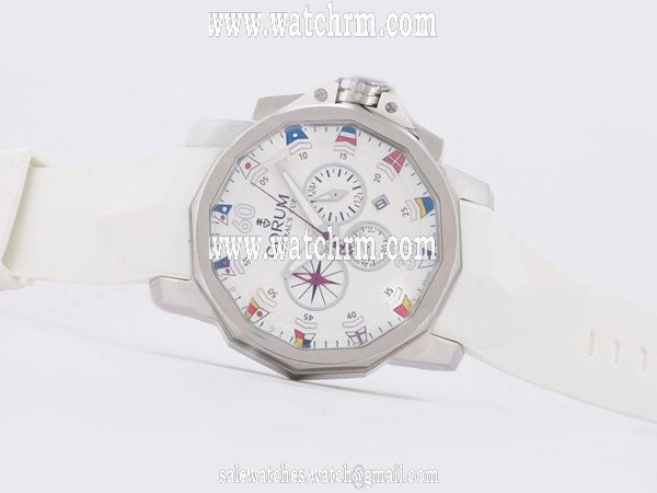 Corum Admirals Cup 984.970.47/F379 AA12 White Rubber Strap Stainless Steel Bezel White Dial Watch