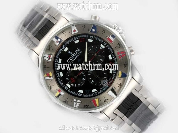 Corum Admirals Cup 985.631.20 Stainless Steel Case Black Dial Round Watch