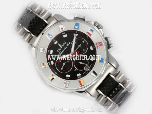 Corum Admirals Cup 98563020 Stainless Steel Case Stainless Steel Bezel Black Dial Watch