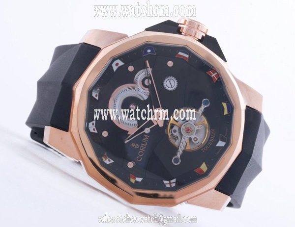 Corum Admirals Cup 986.694.55/0371 CG12 Black Dial Tourbillon Round Watch