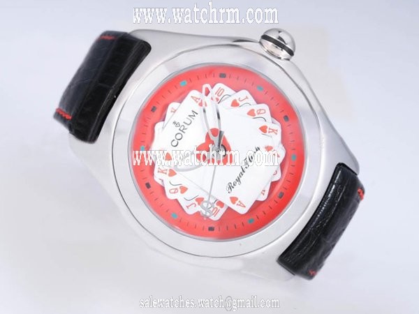 Corum Admirals Cup Steel Black Crocodile Leather Strap Womens Watch