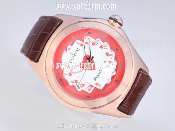 Corum Bubble 082.170.20 Red Dial Stainless Steel with Rose Gold Bezel Watch
