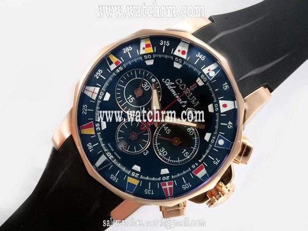 Corum Bubble 753.691.55/0081 AN92 Black Rubber Strap Round Blue Dial Watch
