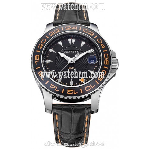 Chopard LUC Pro One Black Dial Black Leather Men's Watch 168959