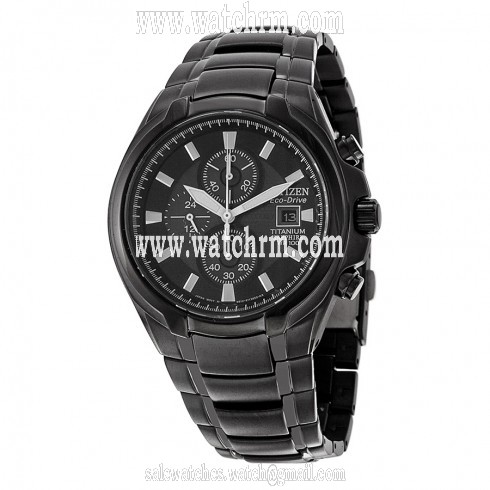 Ctizen Eco Drive Black Dial Titanium Chronograph Men's Watch CA0265-59E