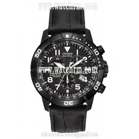 Open Box - Citizen Perpetual Calendar Chronograph Black Dial Black Leather Men's Watch BL5259-08E