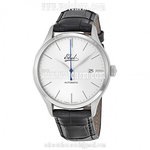 Ebel Automatic Silver Dial Black Leather Strap Men's Watch 9120R41-6430136