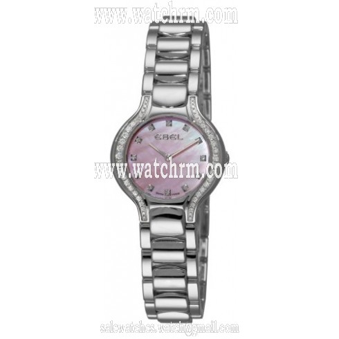 Ebel Beluga Pink Mother of Pearl Diamond Dial and Case Stainless Steel Ladies Watch 9003N18-971050