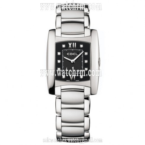 Ebel Brasilia Black Dial Stainless Steel Ladies Watch 1215775