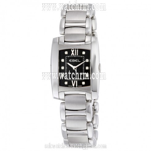 Ebel Brasilia Black Diamond Dial Stainless Steel Ladies Watch 1215666
