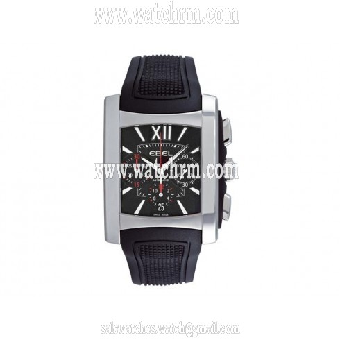 Ebel Brasilia Chronograph Black Dial Black Rubber Men's Watch 9126M52-54BR356
