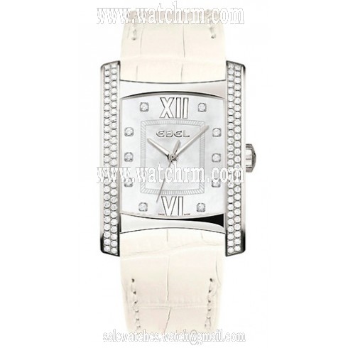 Ebel Brasilia Mother of Pearl Diamond White Leather Ladies Watch 1215771